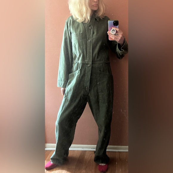 RARE VINTAGE COTTON SATEEN COVERALLS - Picture 3 of 12